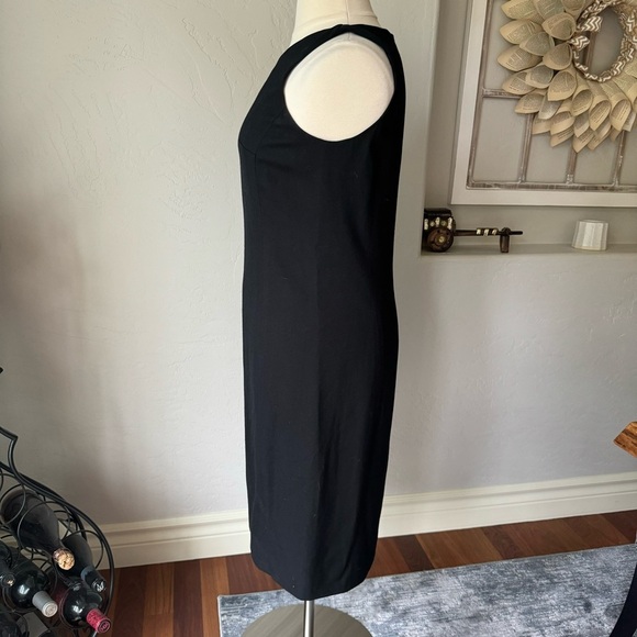 HW New York Womens Black Short Sleeve V-Neck Wool Sheath Midi Dress Size‎ 14 - Picture 2 of 12